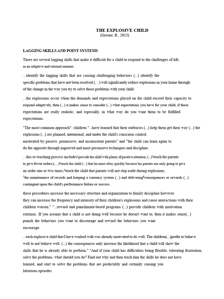 Managing Explosive Child Behavior | PDF | Thought | Attention