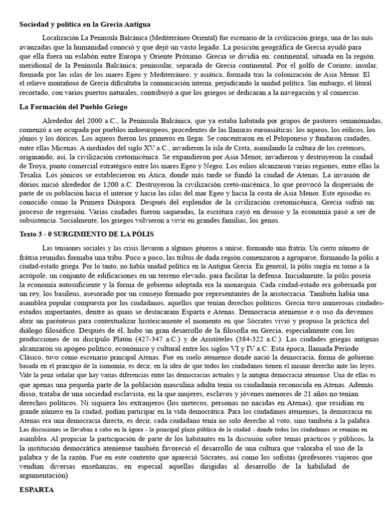 Sociedad y política en la Grecia Antigua | PDF | Antigua Grecia | Esparta