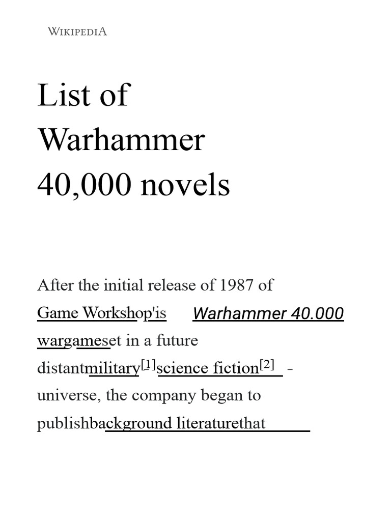 Warhammer 40K Novels Overview | PDF