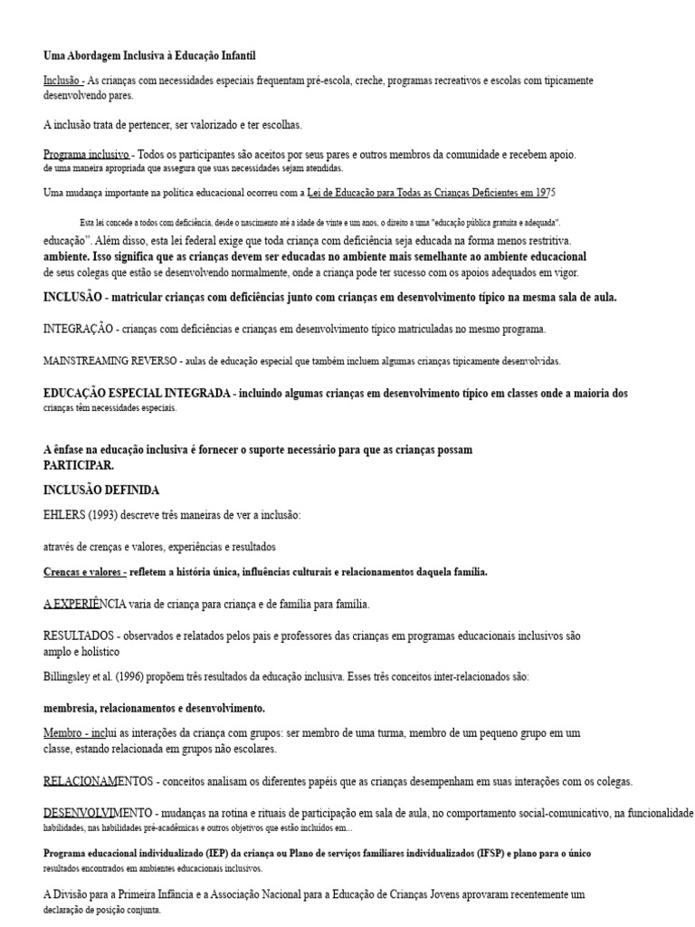 Uma Abordagem Inclusiva para A Educação Infantil | PDF | Exclusão ...