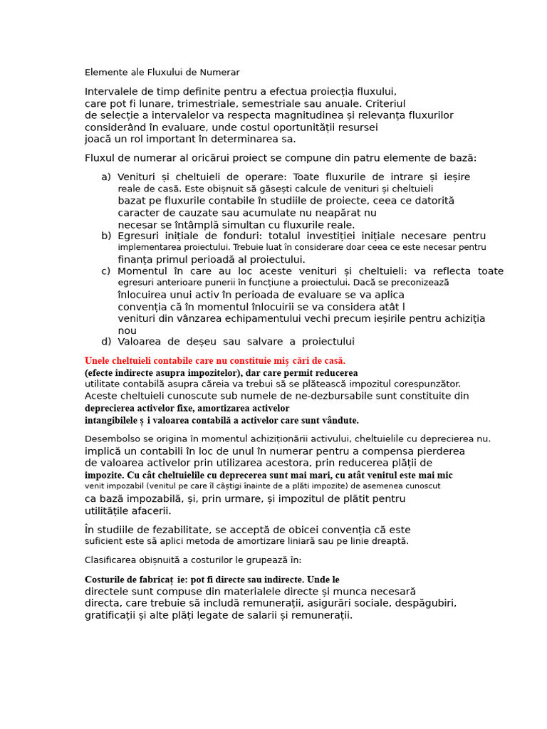 Elementele Fluxului de Numerar | PDF