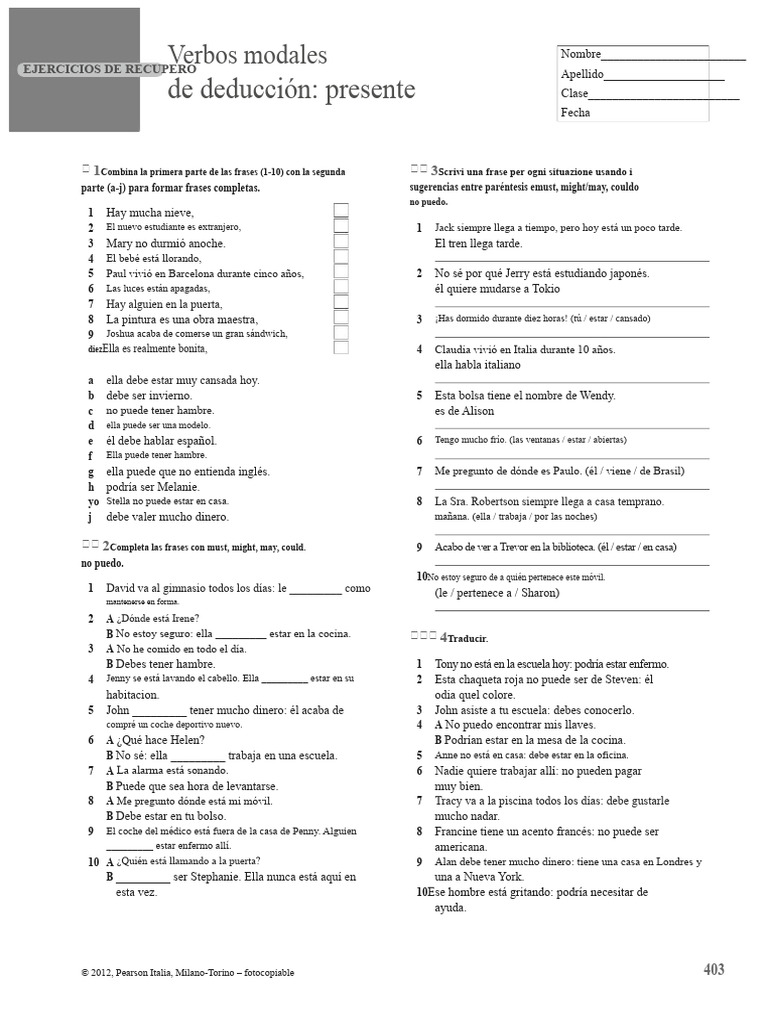 Ejercicios de Verbos Modales en Inglés | PDF