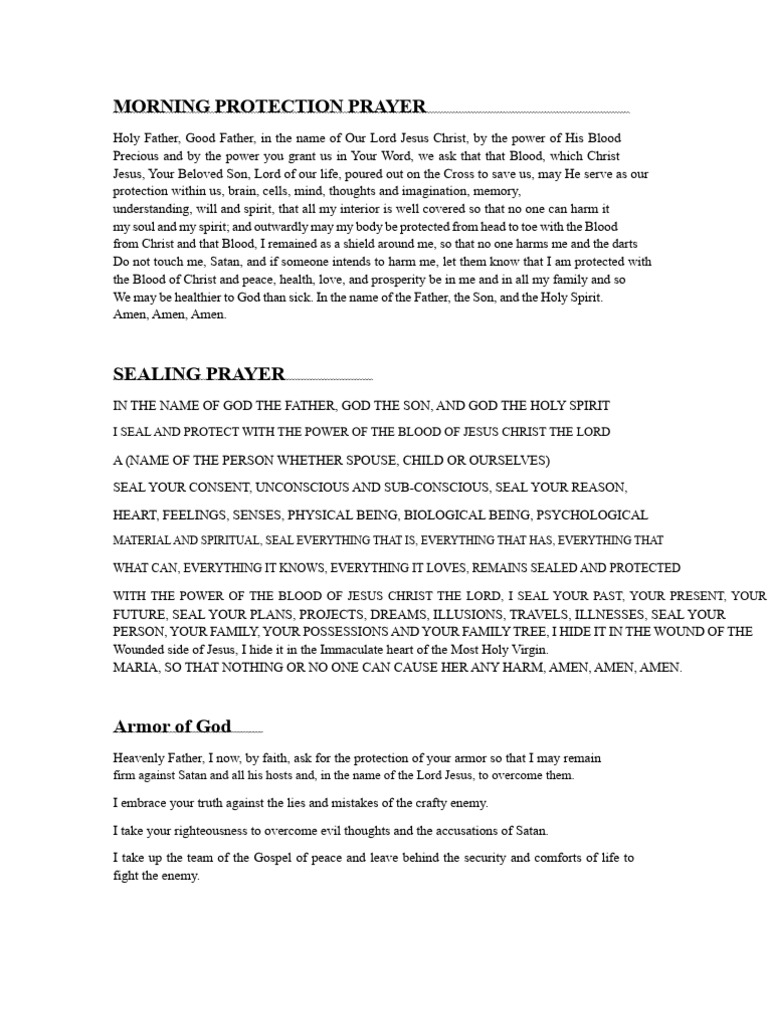 Morning Protection Prayer and Armor of God | PDF | Jesus | God The Father