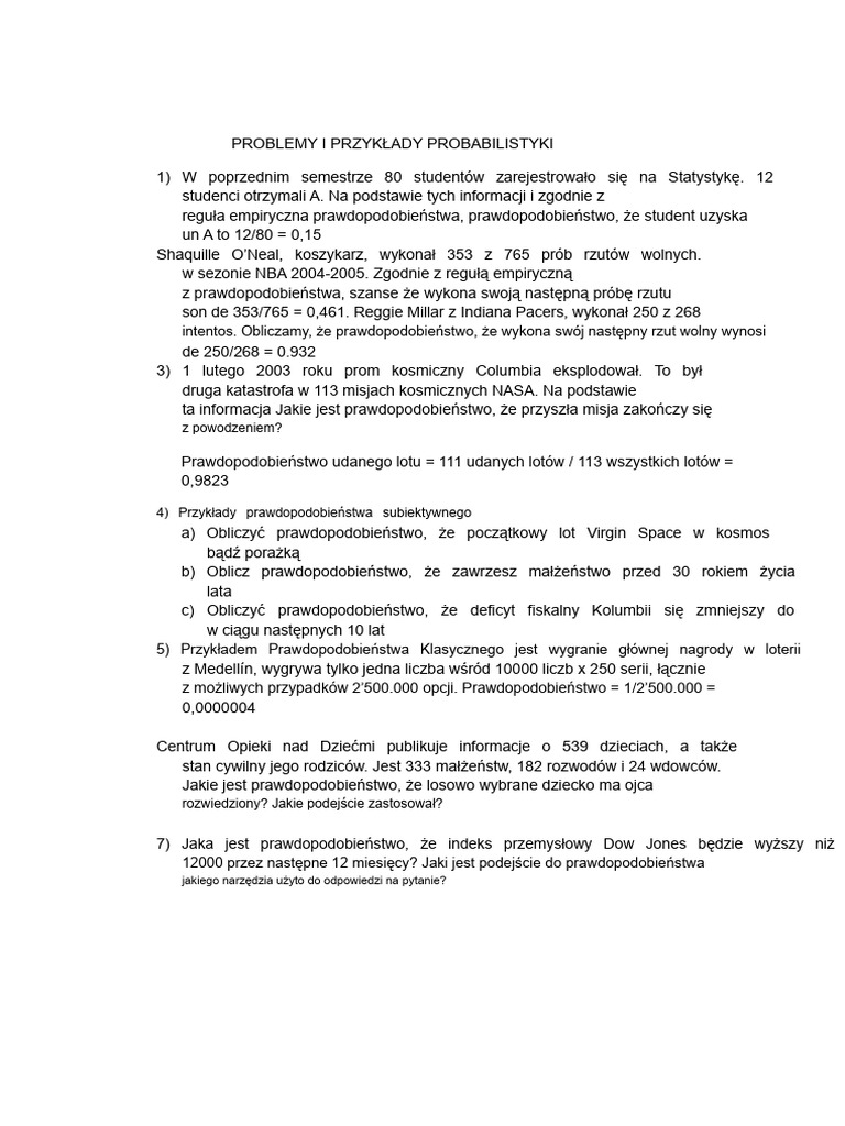 Problemy I Przykłady Z Prawdpodobieństwa | PDF