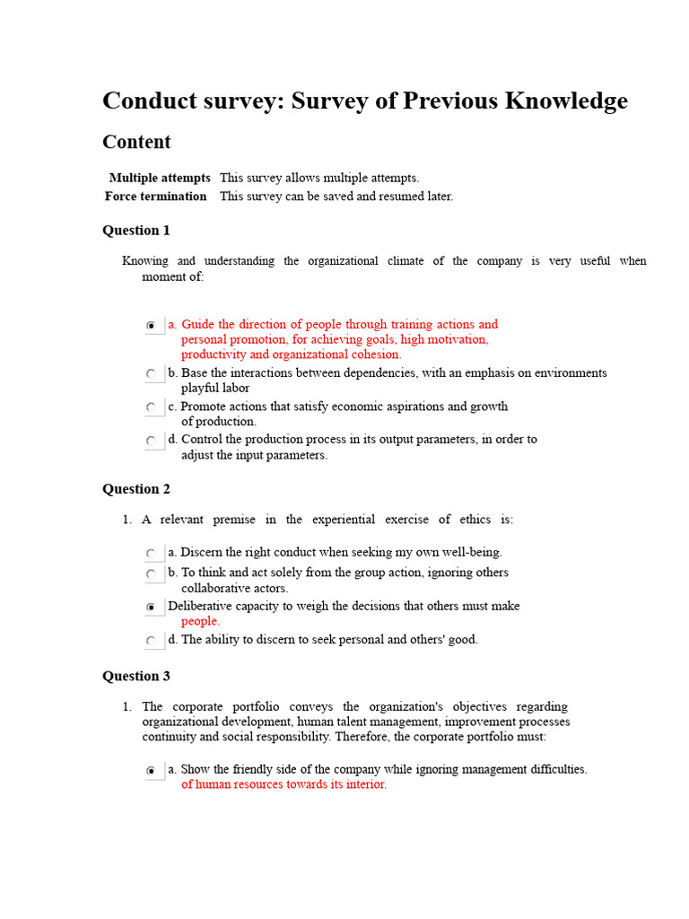 Organizational Climate Knowledge Survey | PDF | Communication | Social ...