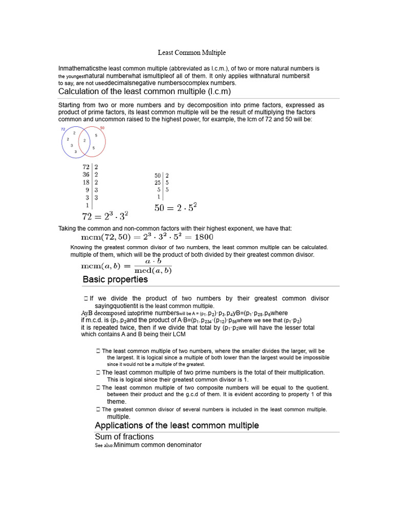 Understanding Least Common Multiple (LCM) | PDF | Factorization ...