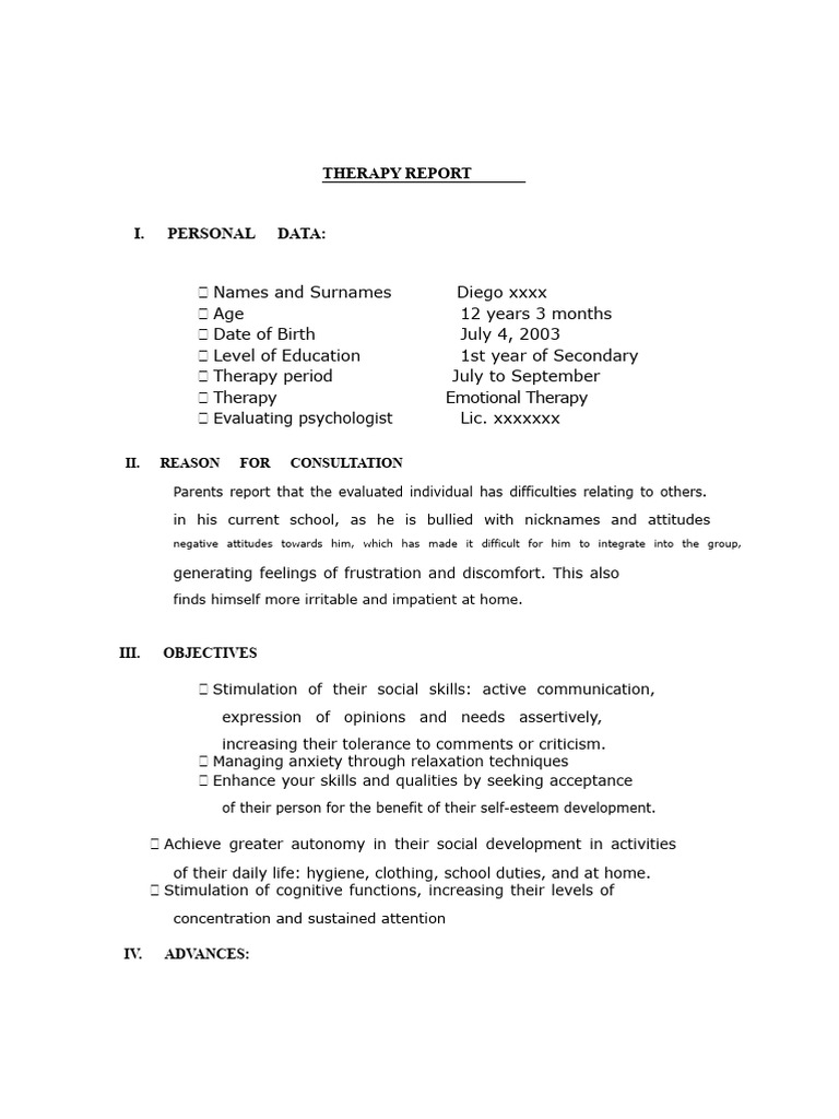 Psychological Therapy Report | PDF | Emotions | Self Esteem