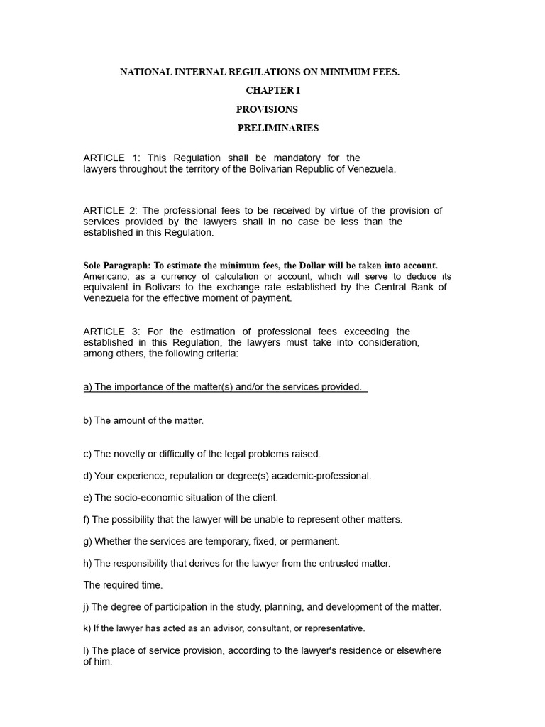 Minimum Fees Regulation for Lawyers | PDF | Lawyer | Mortgages