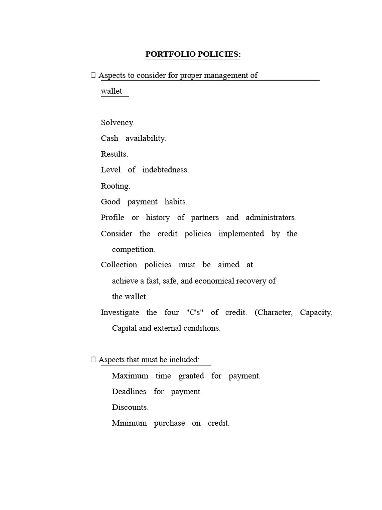 Effective Portfolio Management Policies | PDF