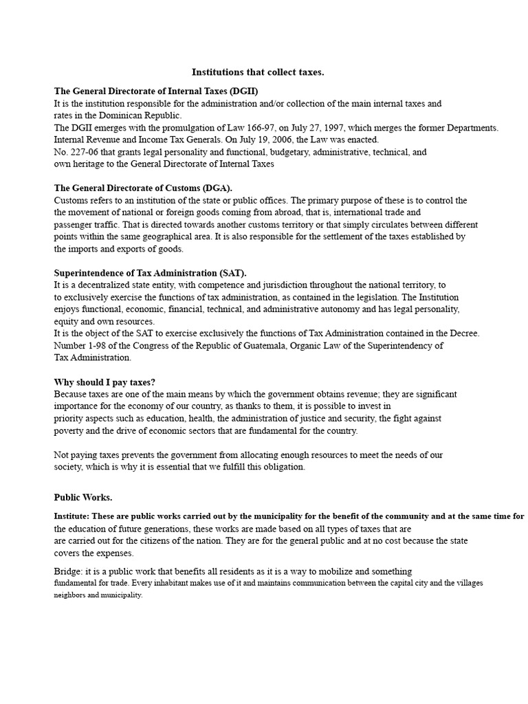 Tax Collection Institutions in the DR | PDF | Taxes | Customs