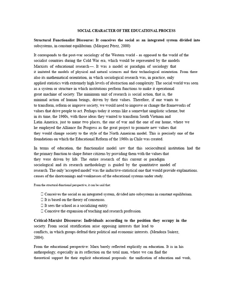 SOCIAL CHARACTER OF THE EDUCATIONAL PROCESS | PDF | Sociology | Knowledge
