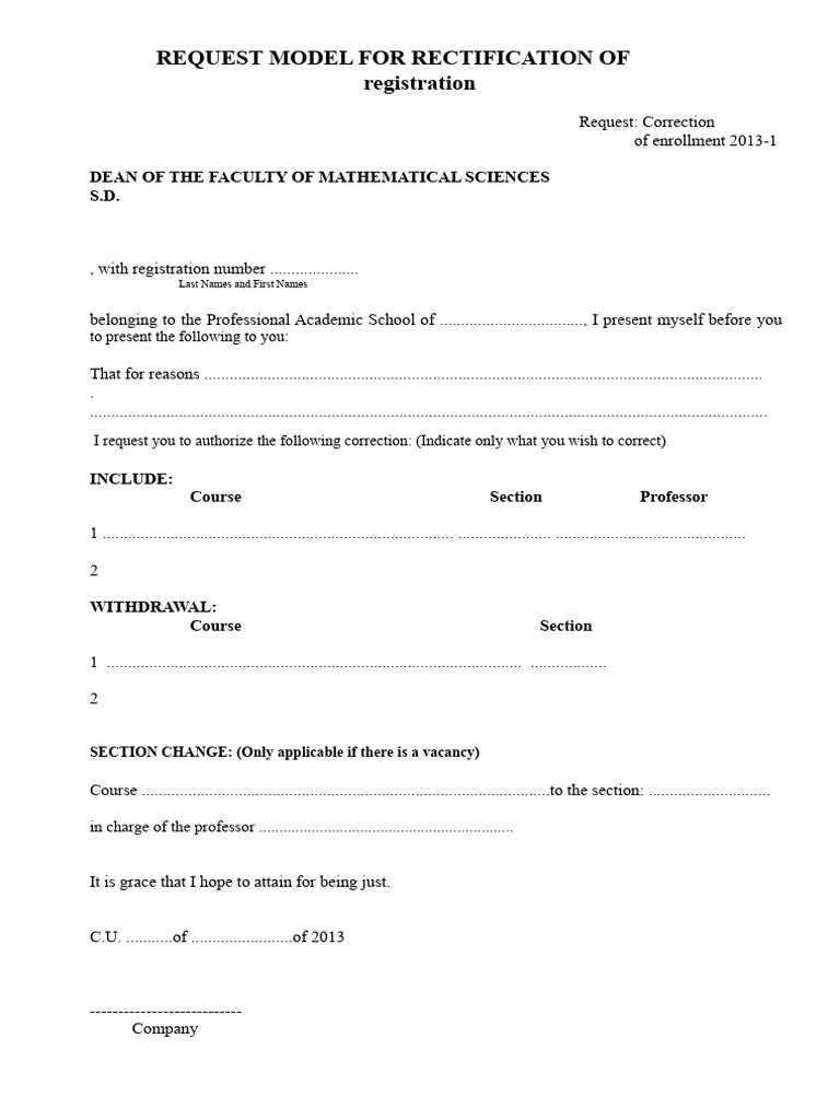 Enrollment Correction Request Form | PDF