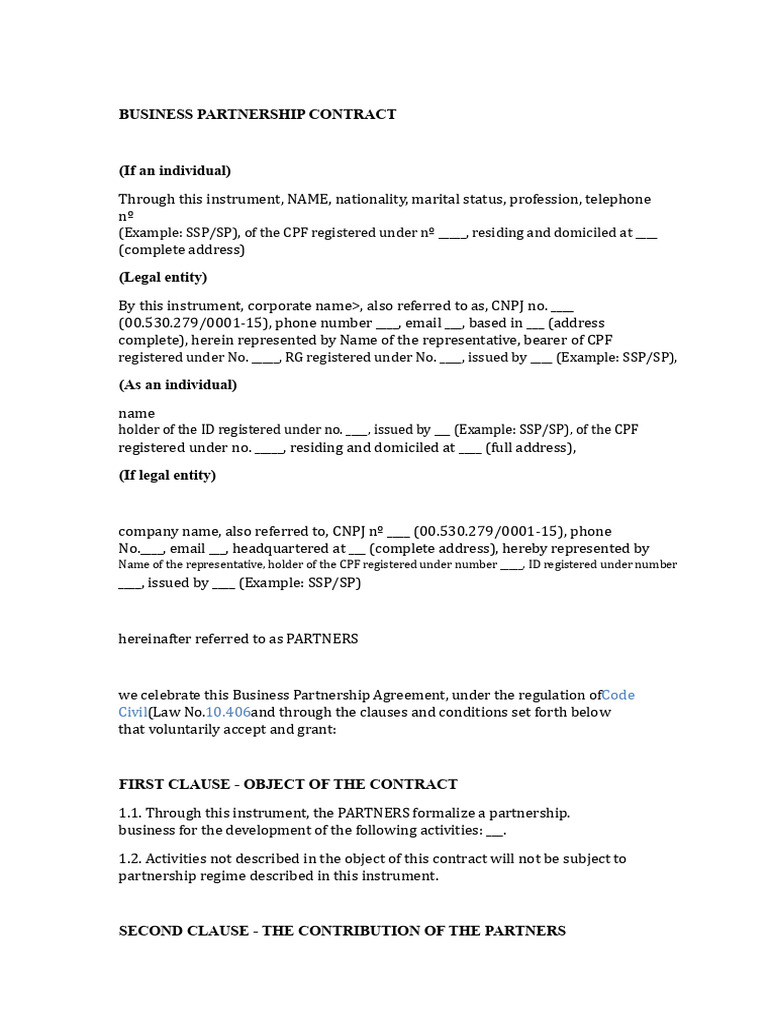 Business Partnership Agreement Template | PDF | Arbitration | Partnership