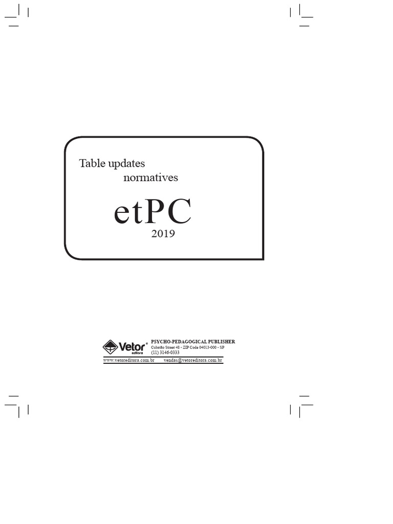 2019 ETPC Normative Tables Update | PDF | Student's T Test | Cronbach's ...