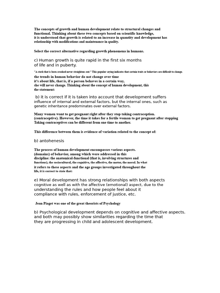 The Concepts of Human Growth and Development Relate | PDF