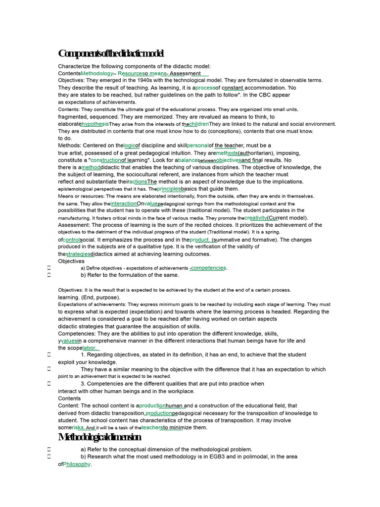 Didactic Model Components Explained | PDF | Methodology | Knowledge