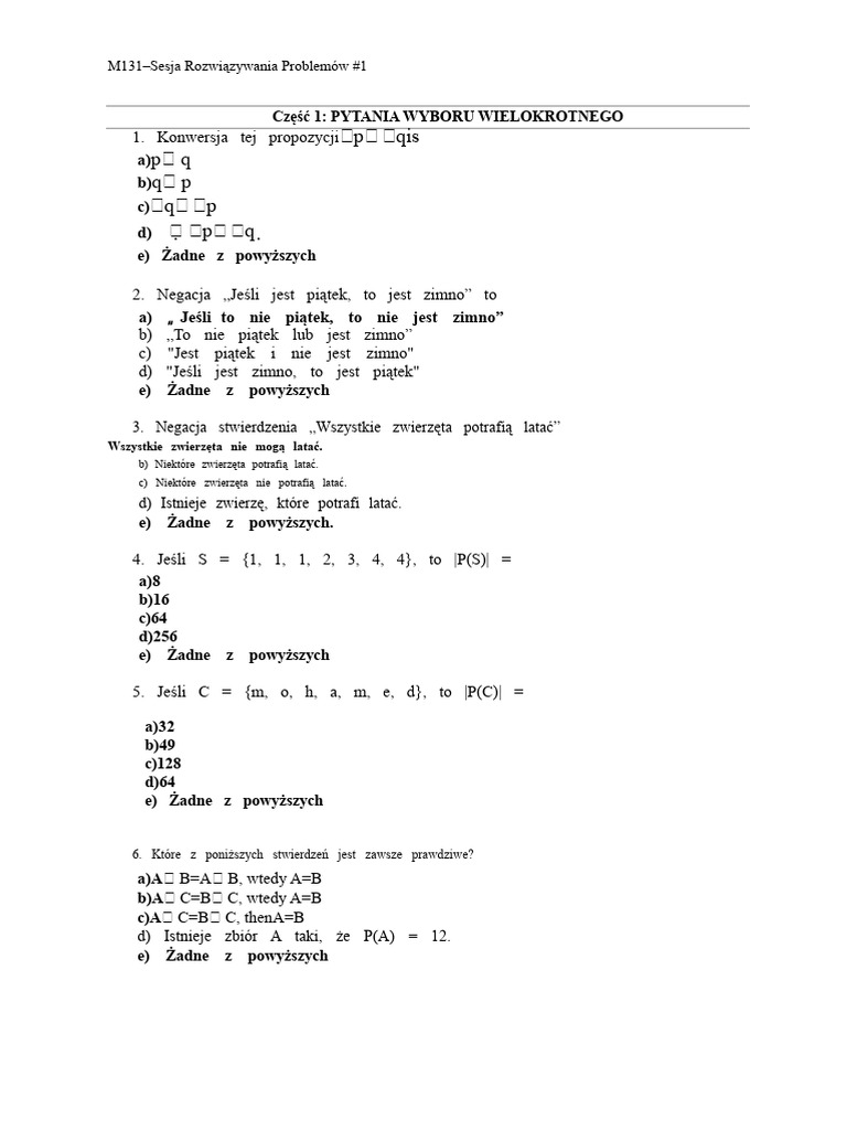 Matematyka Dyskretna ćwiczenia Pdf