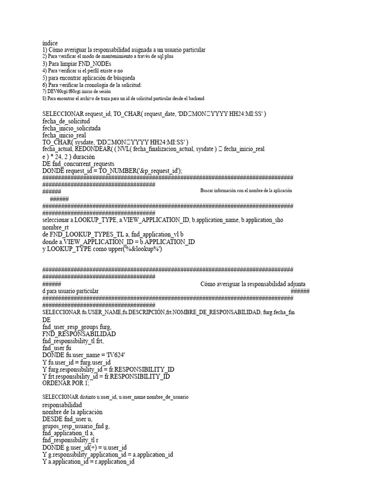 Scripts de DBA de ORACLE Apps | PDF | Gestión de tecnología de la ...