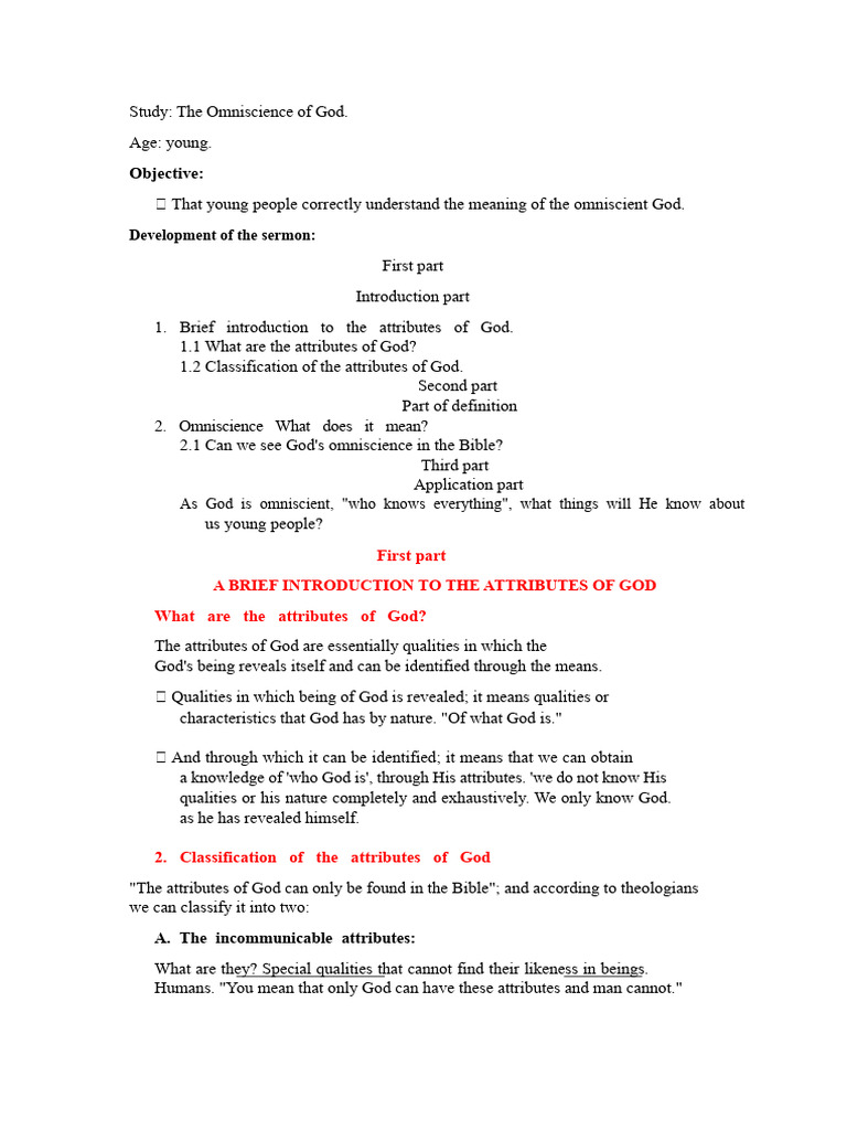 Understanding God's Omniscience for Youth | PDF | God | Jesus