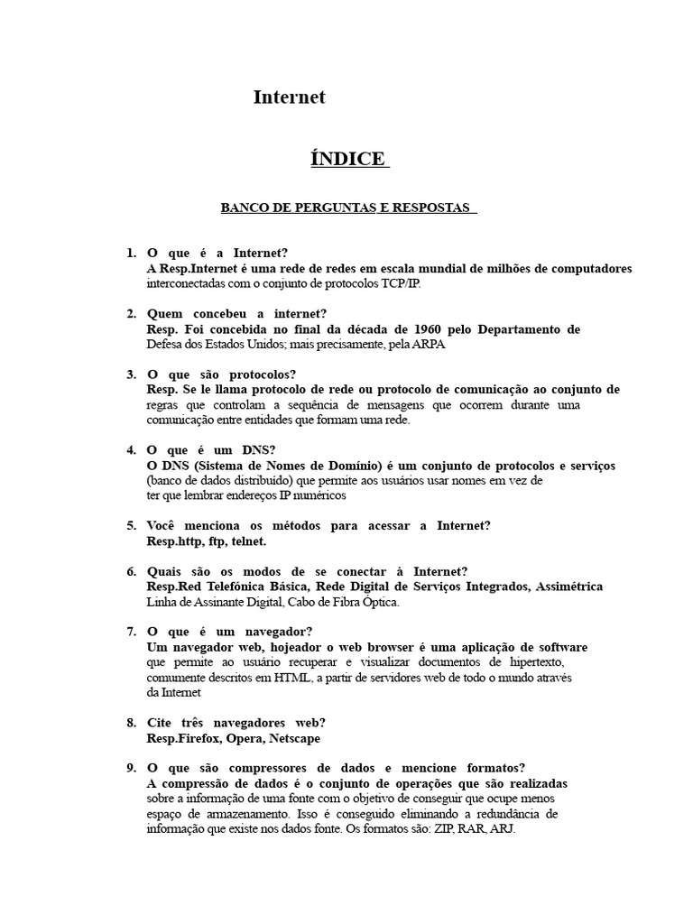 Guia Completo sobre Internet e Protocolos | PDF | Rede de computadores ...