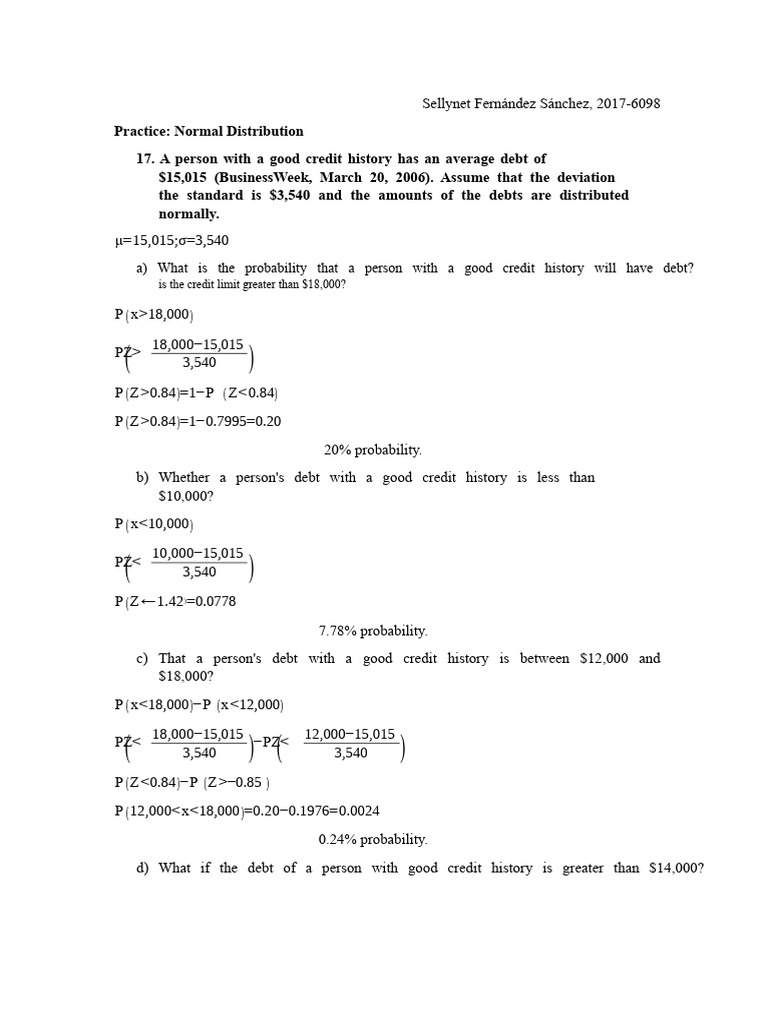 Normal Distribution Debt and Stock Probabilities | PDF