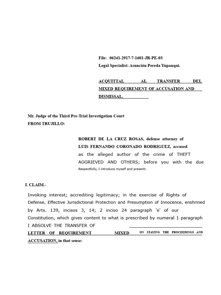 Absolution To The Transfer of The Accusation Requirement | PDF | Trials ...