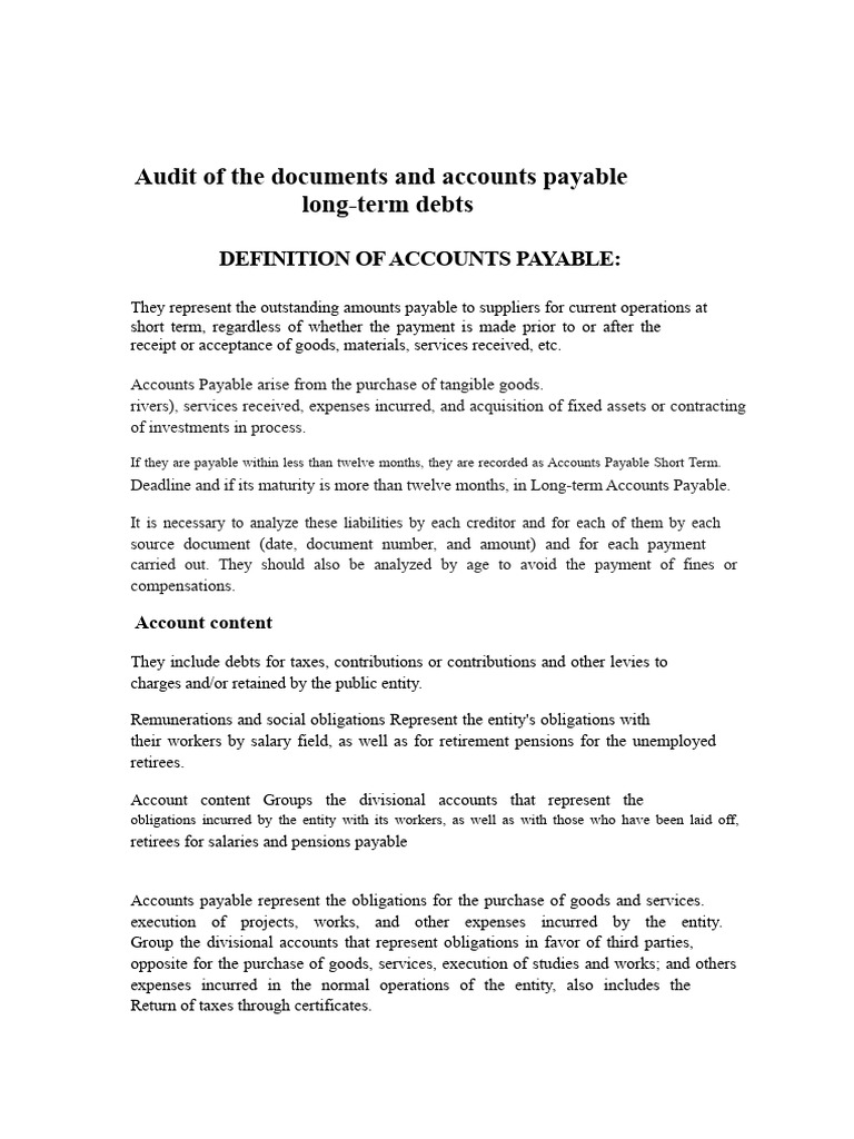 Accounts Payable Audit Overview | PDF | Accounts Payable | Audit