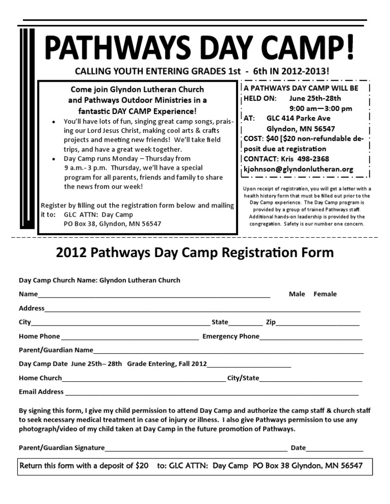Youth Day Camp Registration | PDF