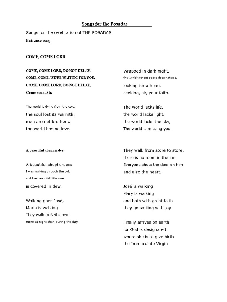 Posadas Celebration Songs | PDF | Mary, Mother Of Jesus | Saint Joseph