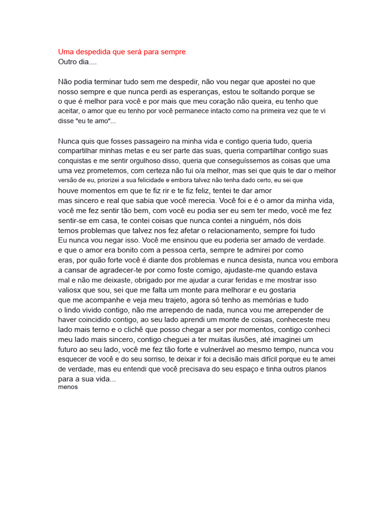 Despedida de um Amor Verdadeiro | PDF
