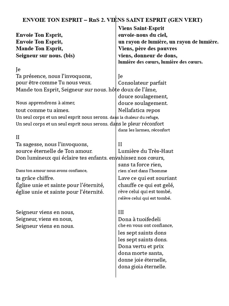 Invocation de l'Esprit Saint | PDF | Saint-Esprit | Esprit