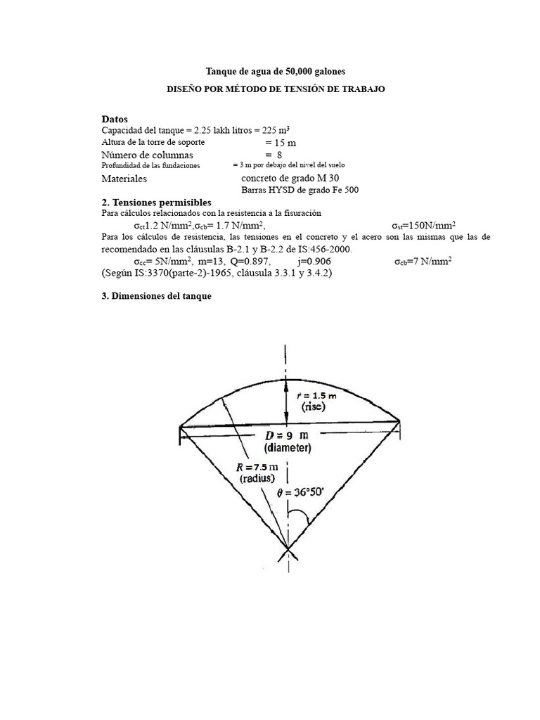 Diseño Del Tanque INTZE 50000 Galones Solo Diseño PDF | PDF | Hormigón ...