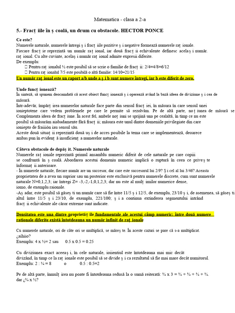 Matematica 2. Fracție | PDF