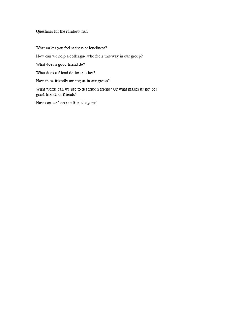 Questions on Friendship and Support | PDF
