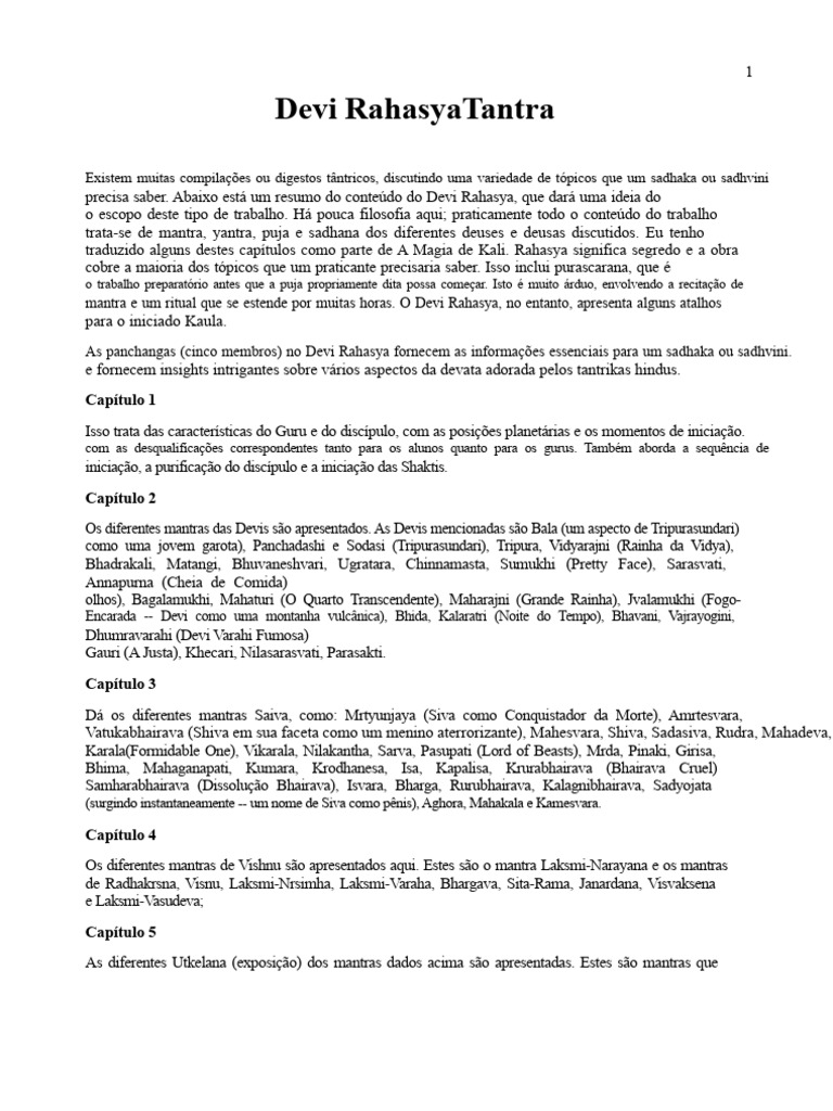 Resumo do Devi Rahasya Tantra | PDF | Tantra | Kali