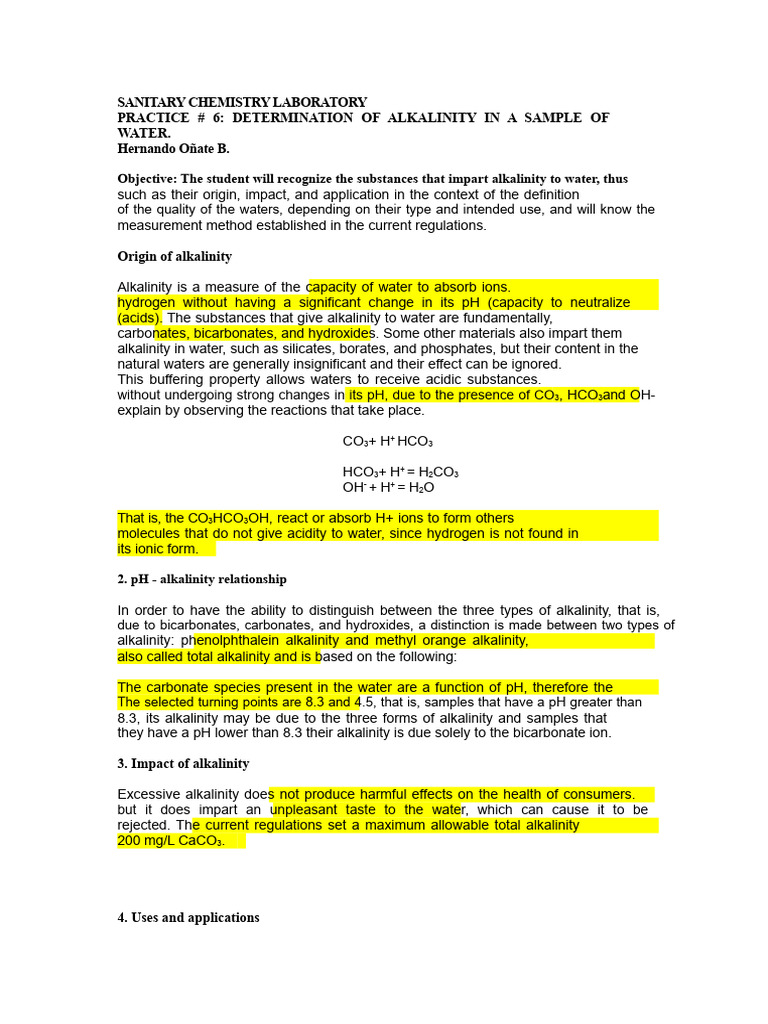 Water Alkalinity Determination Guide | PDF | Alkalinity | Ph