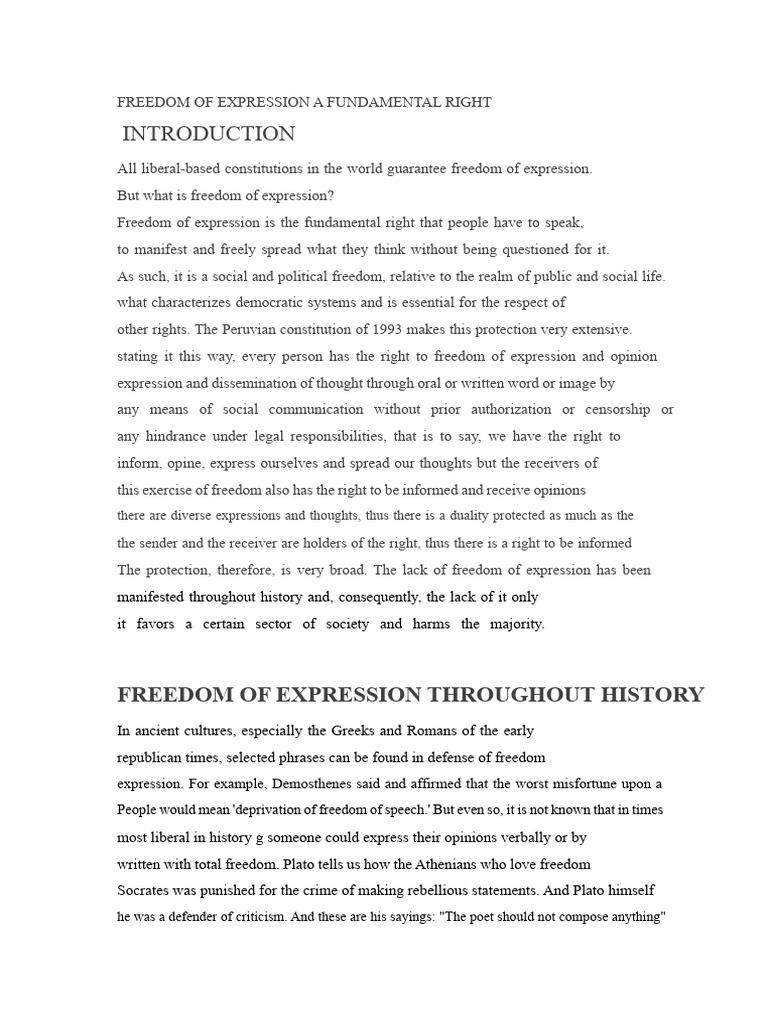 Freedom of Expression: A Fundamental Right | PDF | Freedom Of Speech ...