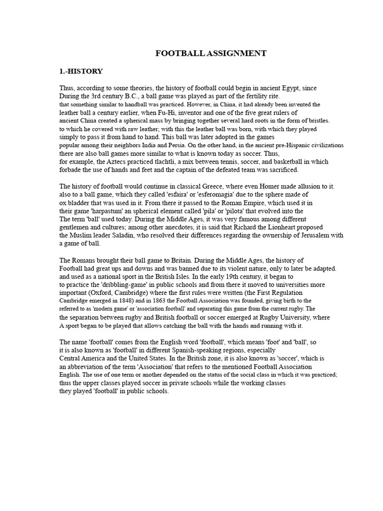 History and Fundamentals of Football | PDF | Ball | Association Football