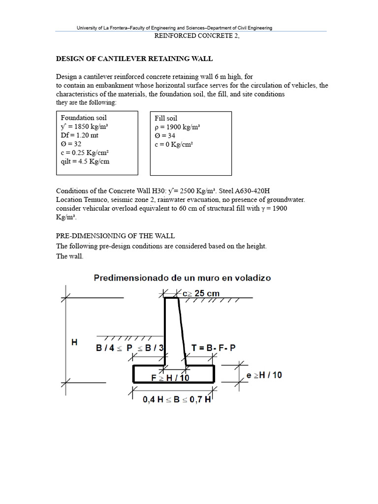 Cantilever Retaining Wall Design Guide | PDF | Civil Engineering ...