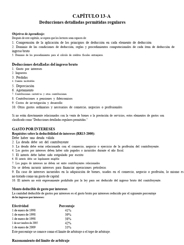 Deducciones Detalladas Permitidas | PDF | Impuestos | Depreciación