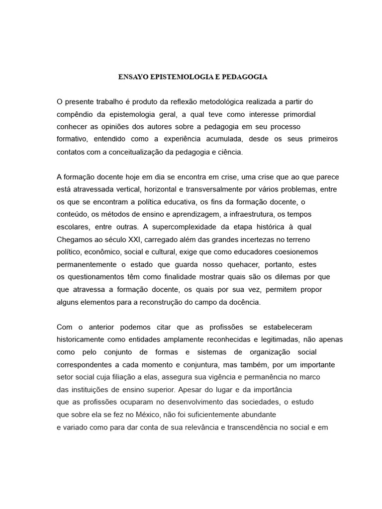 Epistemologia e Crise na Formação Docente | PDF | Pedagogia | Science