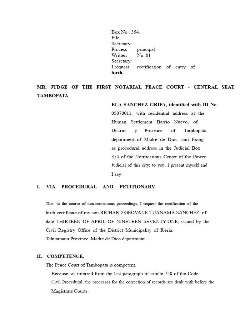 Birth Certificate Rectification Request | PDF | Birth Certificate ...