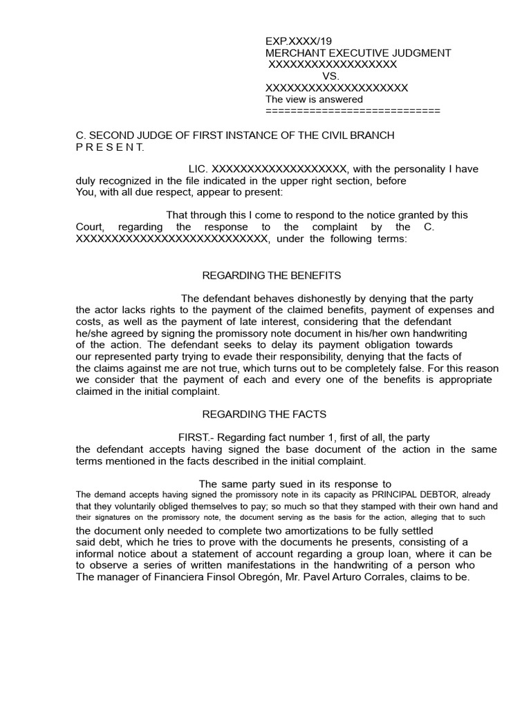 Merchant Executive Judgment Response | PDF | Lawsuit | Complaint