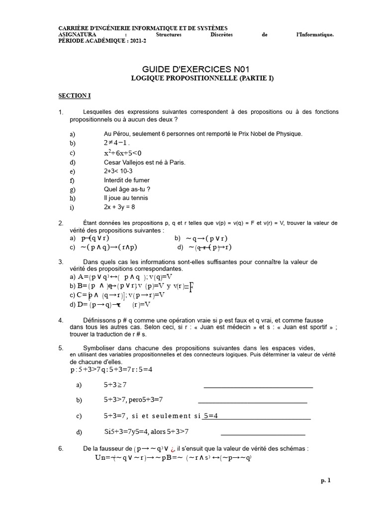 Logique propositionnelle en informatique | PDF | Mathématiques ...