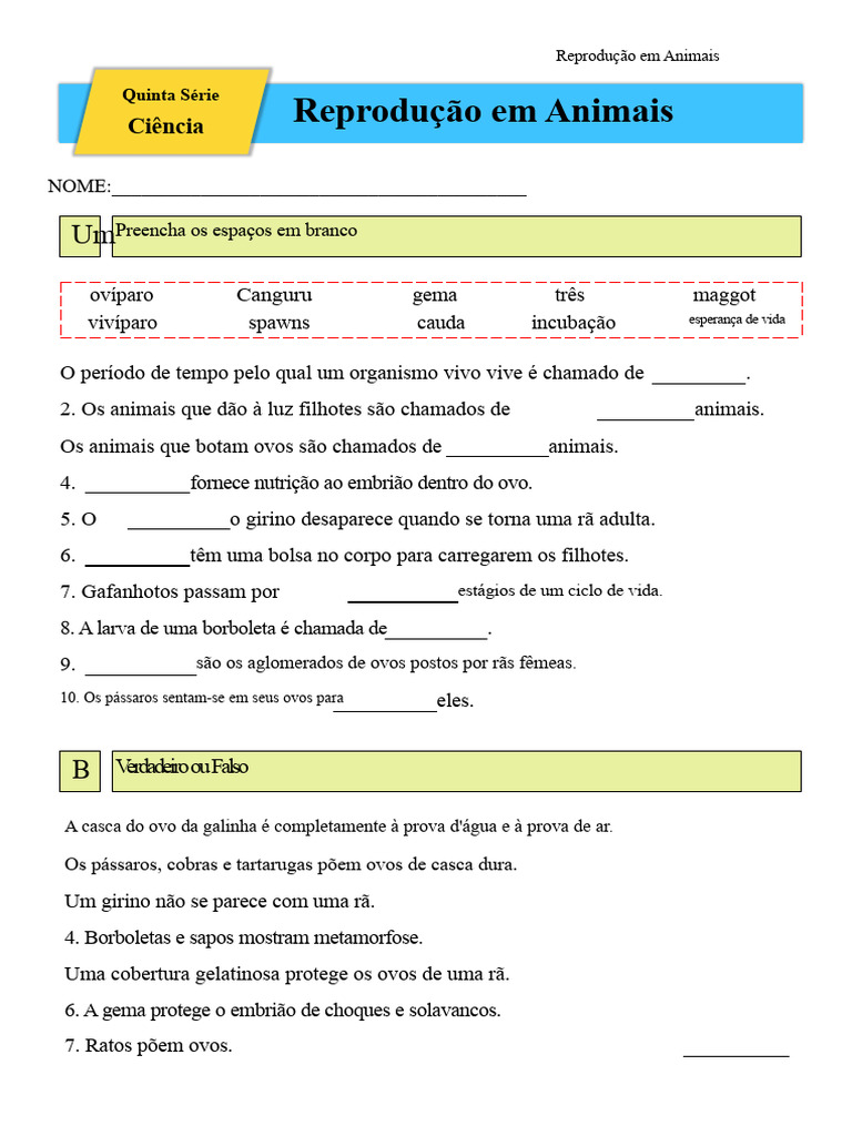 Reprodução em Animais: Conceitos e Exemplos | PDF | Sapo | Ovo