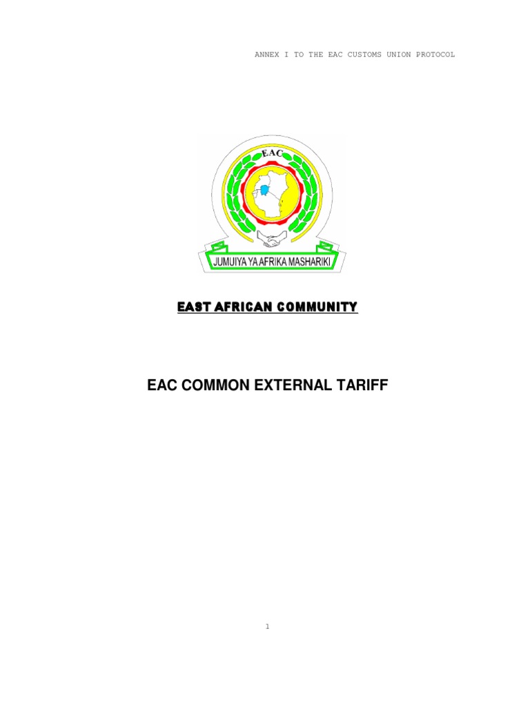 EAC CET Tariff Handbook-1 | PDF | Tuna | Textiles