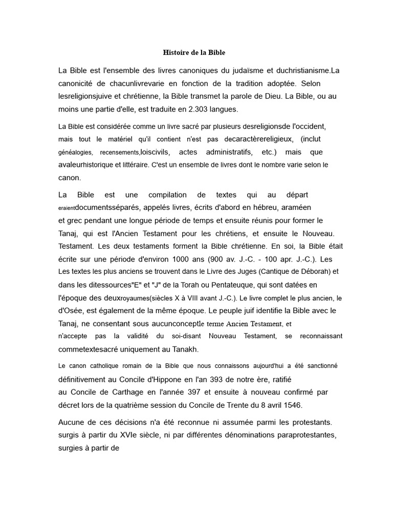 Origine et histoire de la Bible | PDF | Bible | Ancien testament