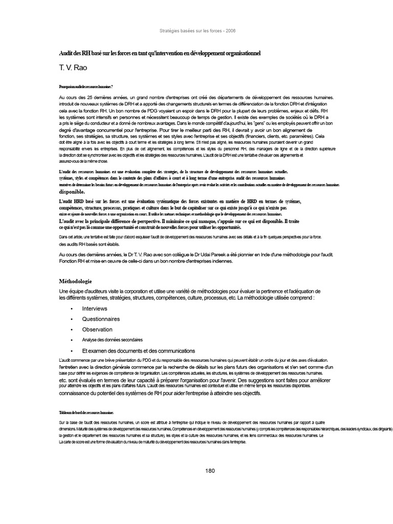 Audit RH basé sur les forces en entreprise | PDF | Gestion des ...