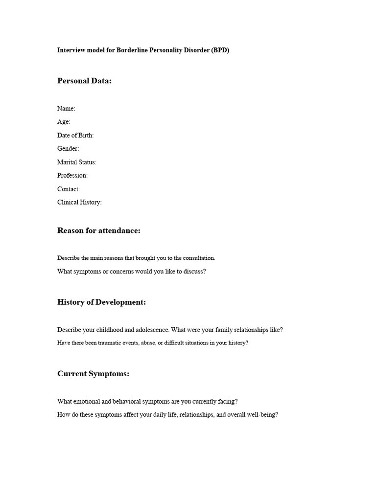 BPD Interview Model and Assessment Guide | PDF