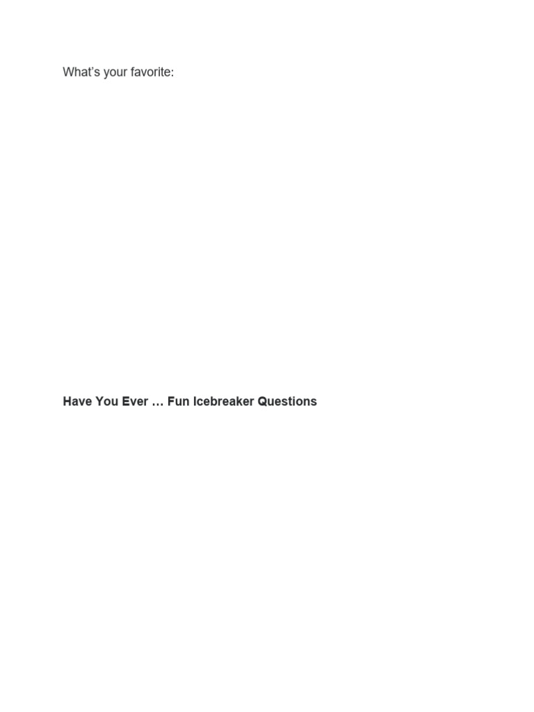 Fun Icebreaker Questions for Kids | PDF